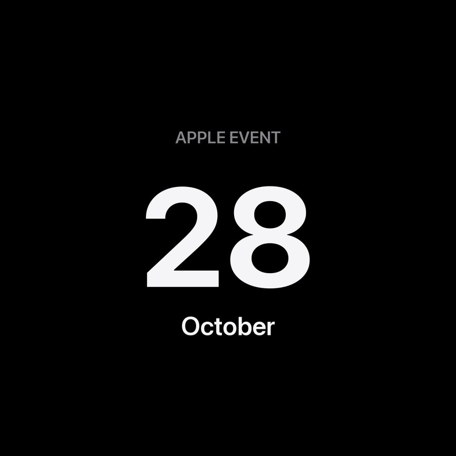 Apple Event October 28 lettering on a black background