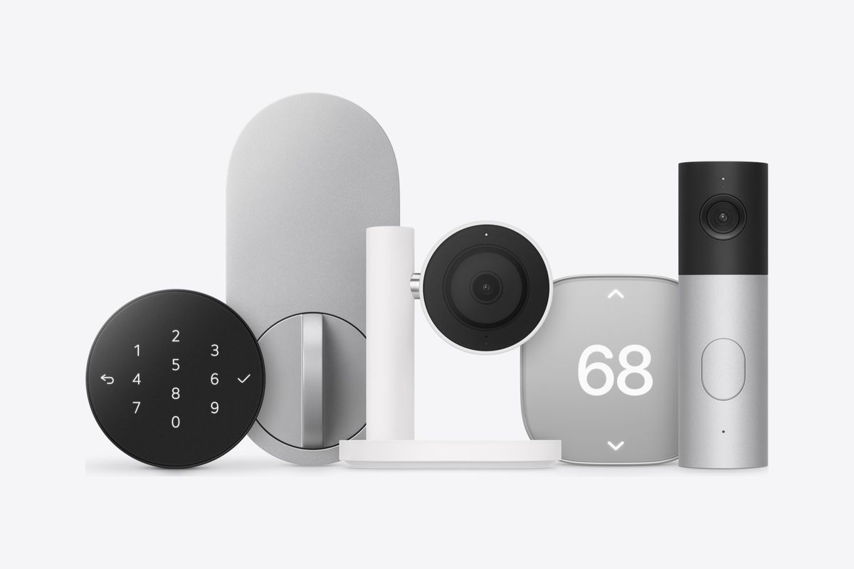Türschloss mit Tastenfeld, Kameras, Thermostat und Videotürklingel der Apple Home Collection
