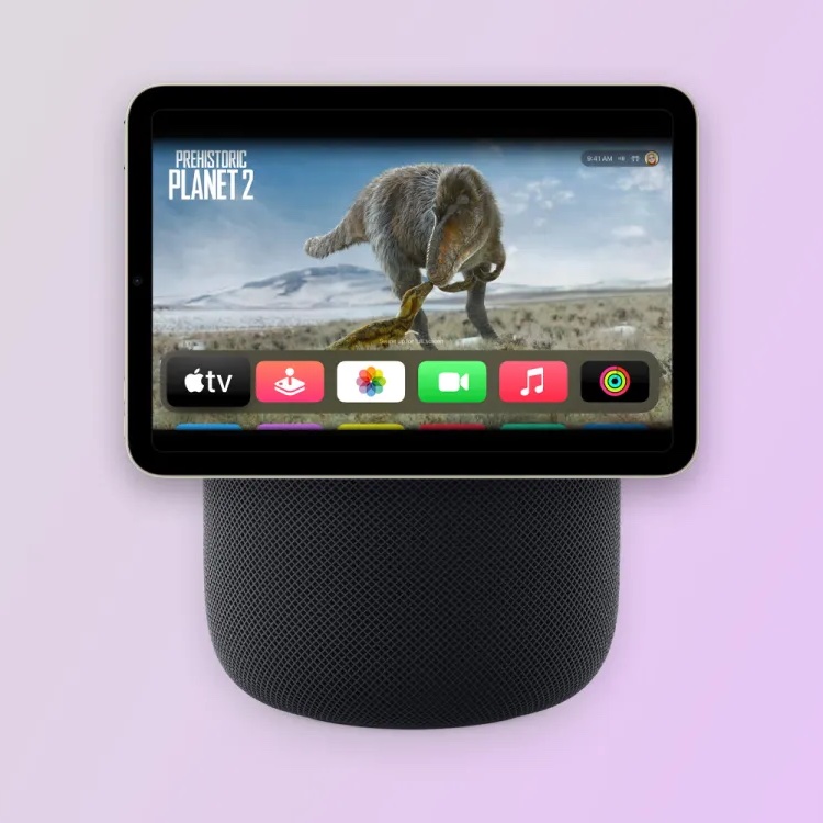 Konzept eines Apple Smart-Home-Hubs mit Display auf einem HomePod