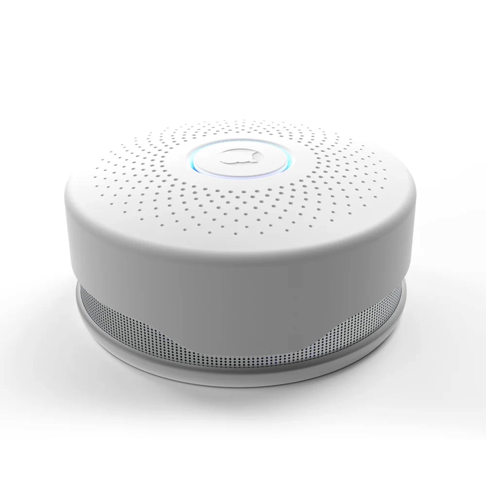 White round Owl Wired alarm with an illuminated control button
