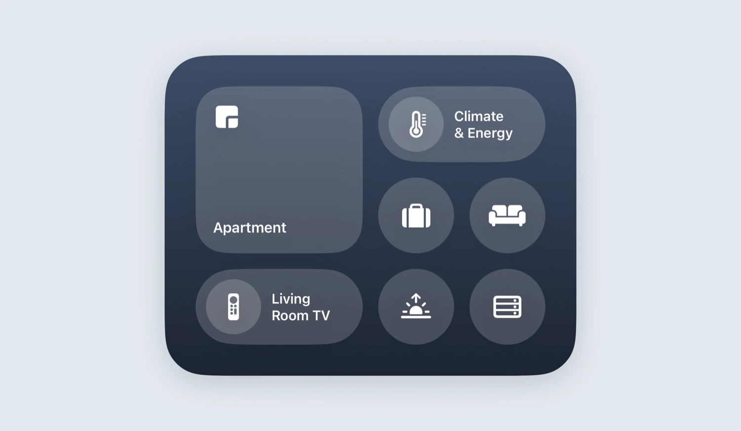 Ausschnitt des Kontrollzentrums mit Steuerelementen von Controller für Grundriss, Dashboard, Zustände, Workflows und Fernbedienung