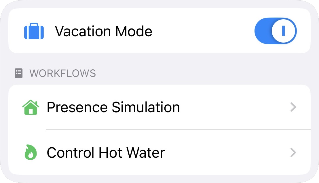 Zustandsübersicht in Controller for HomeKit