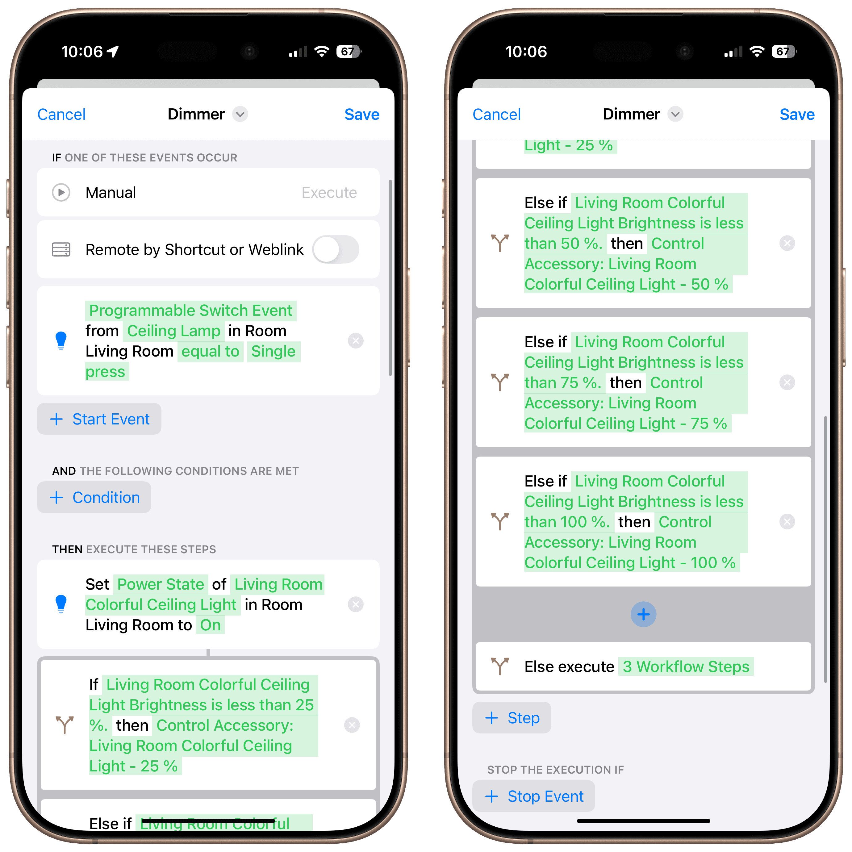 Finale Übersicht des stufenweisen Helligkeits-Workflows