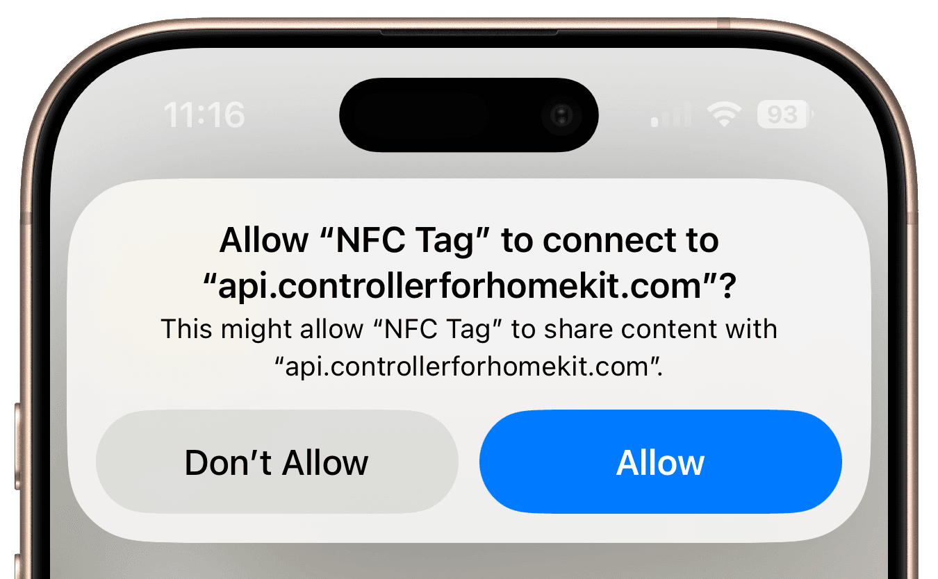 NFC-Kurzbefehl für schnellen Raumzugriff in Controller