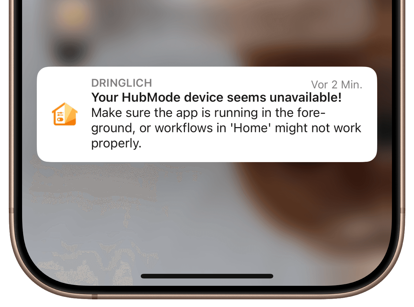 Controller-Hub-nicht-verfügbar-Benachrichtigung auf dem iPhone