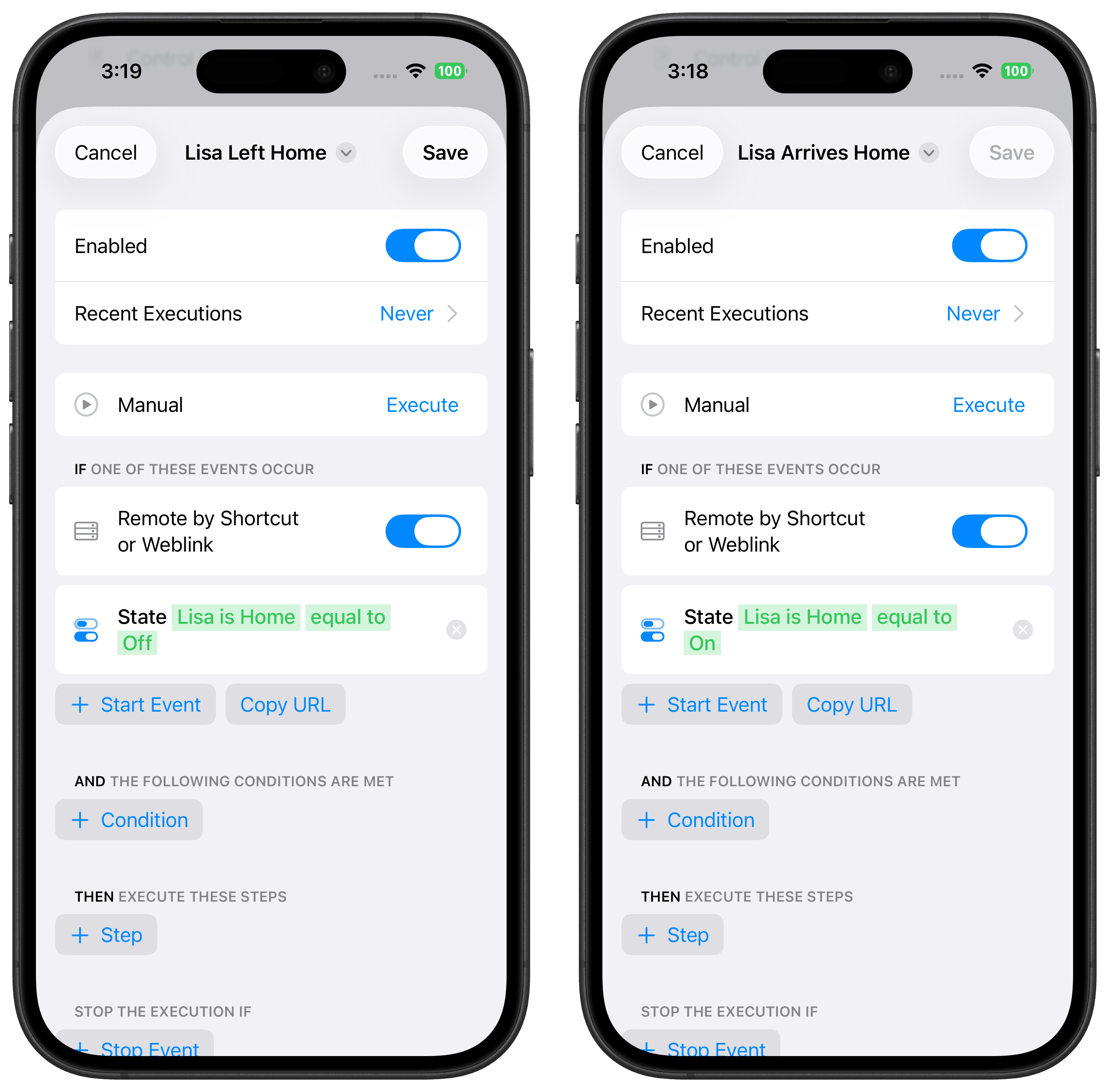 Workflow mit Trigger für eine Person