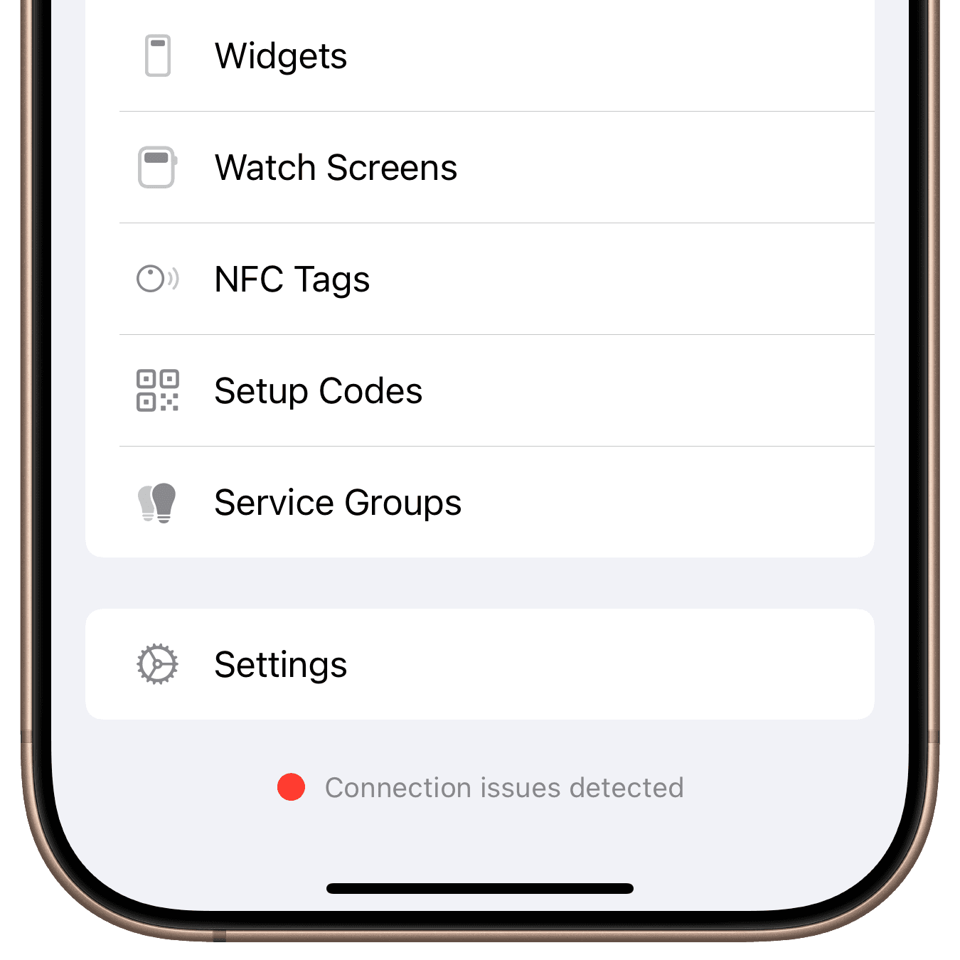 Controller for HomeKit zeigt erkannte Verbindungsprobleme
