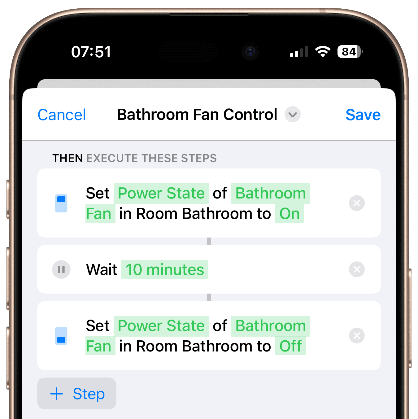 Workflow-Schritte für intelligente Badlüfter-Steuerung