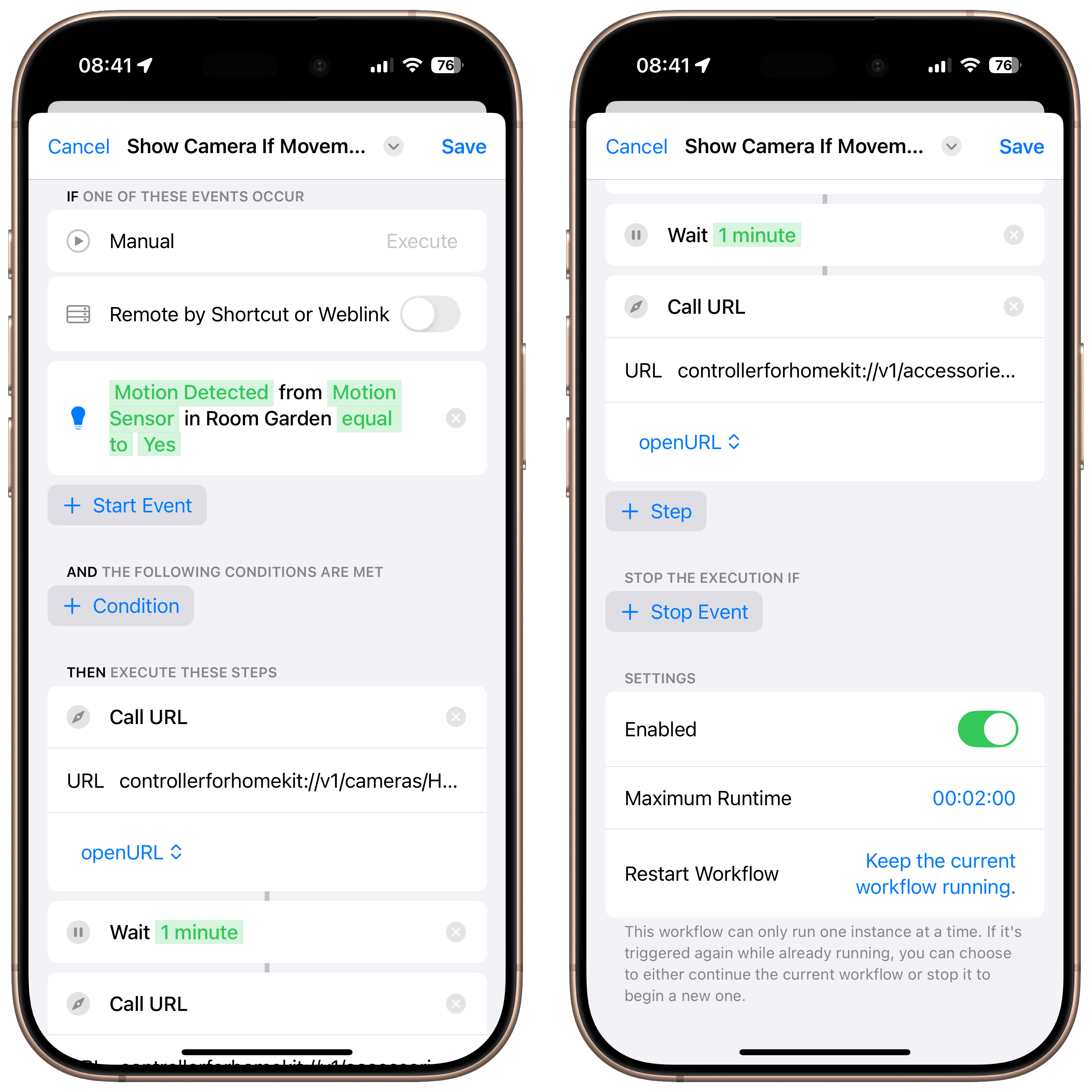 Finale Übersicht des Kamera-bei-Bewegung-Workflows