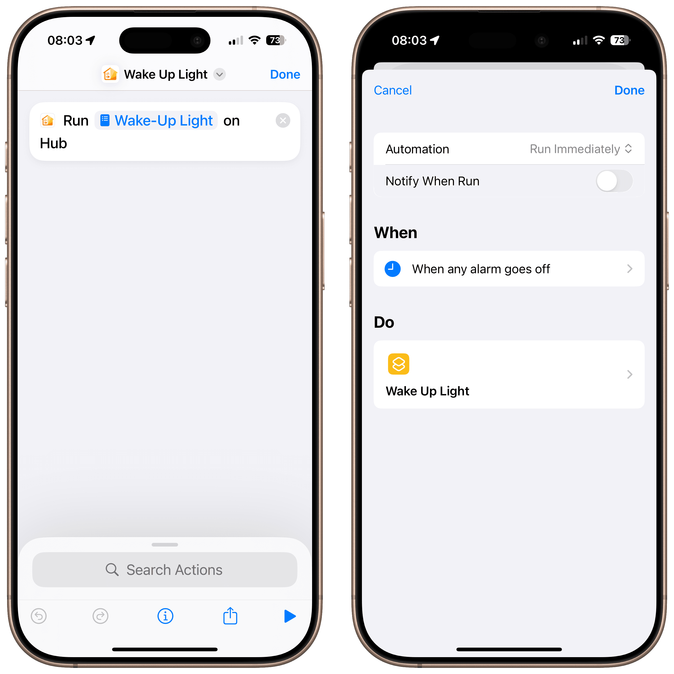 Siri-Kurzbefehl-Automation für Wake-Up Light