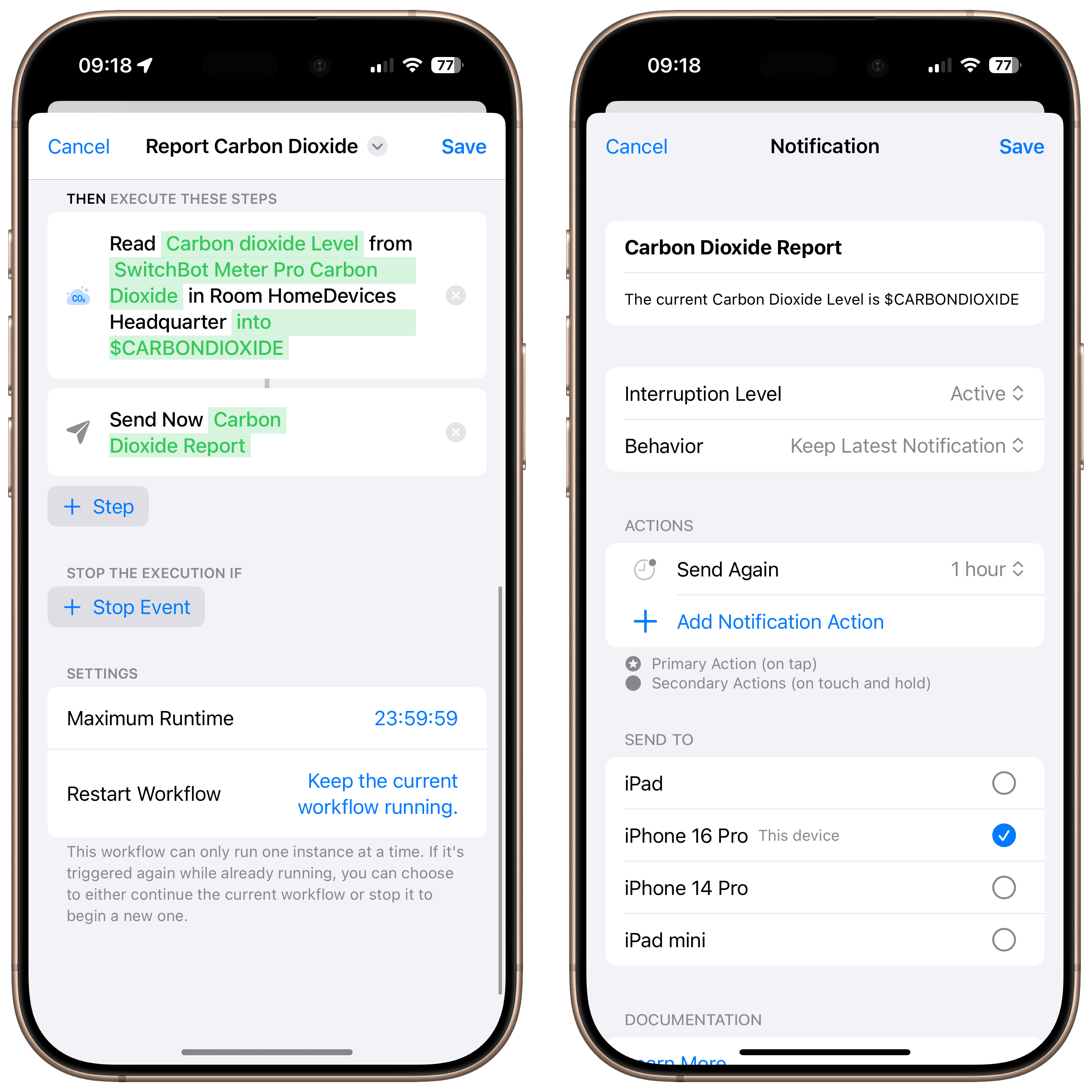 Workflow-Schritte für Wertauslesung und Benachrichtigung