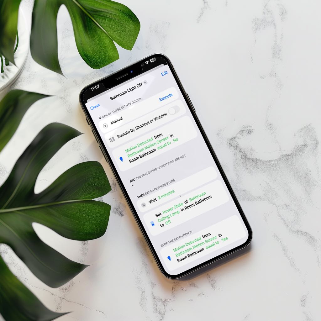 Workflow-Editor und Automationsdetail in Controller for HomeKit